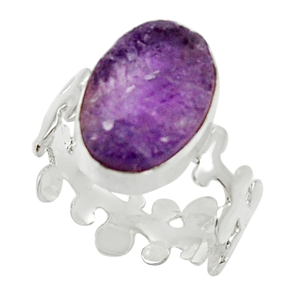 925 silver 6.39cts natural purple amethyst rough solitaire ring size 8 d32660