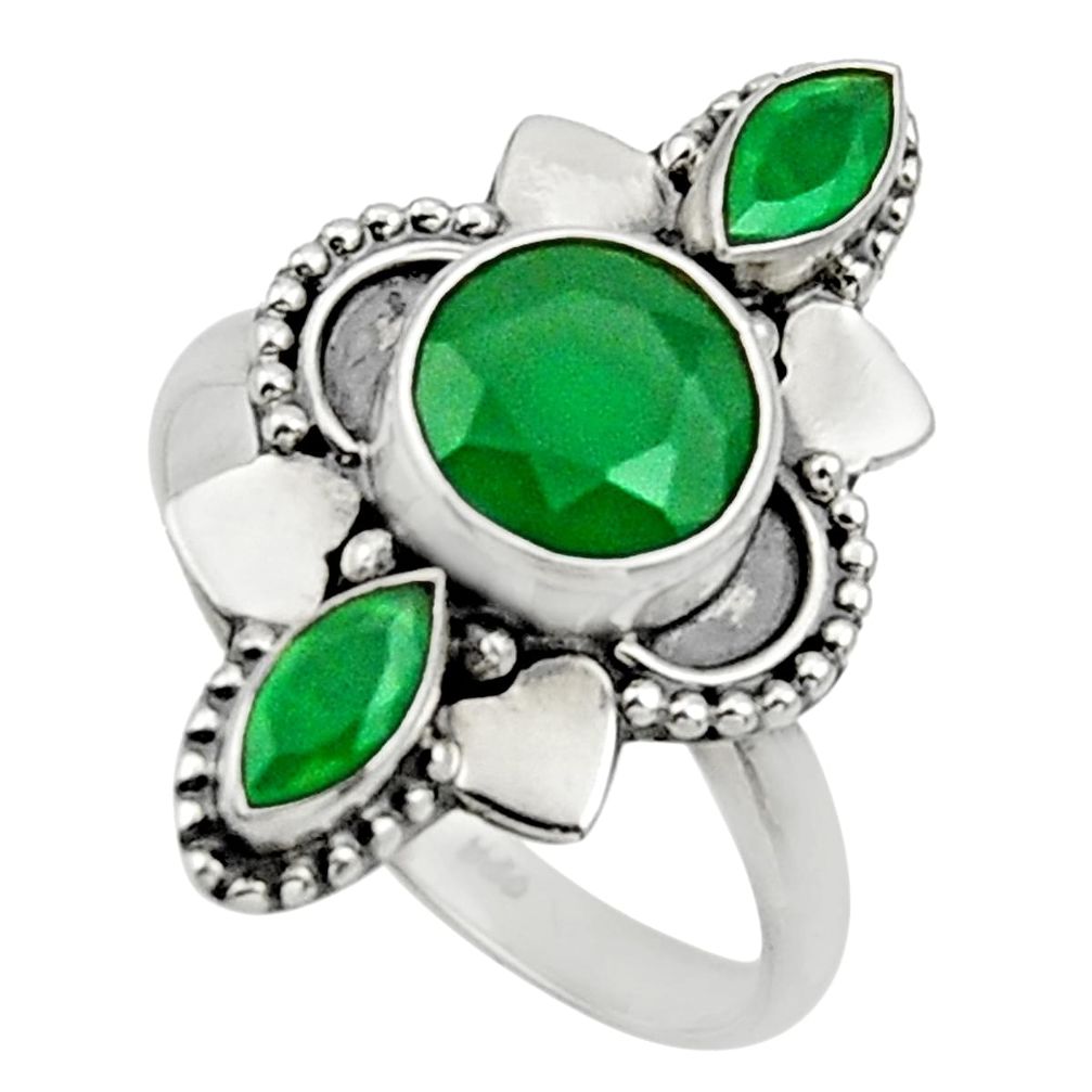 925 sterling silver 4.43cts natural green chalcedony ring jewelry size 8 d32684