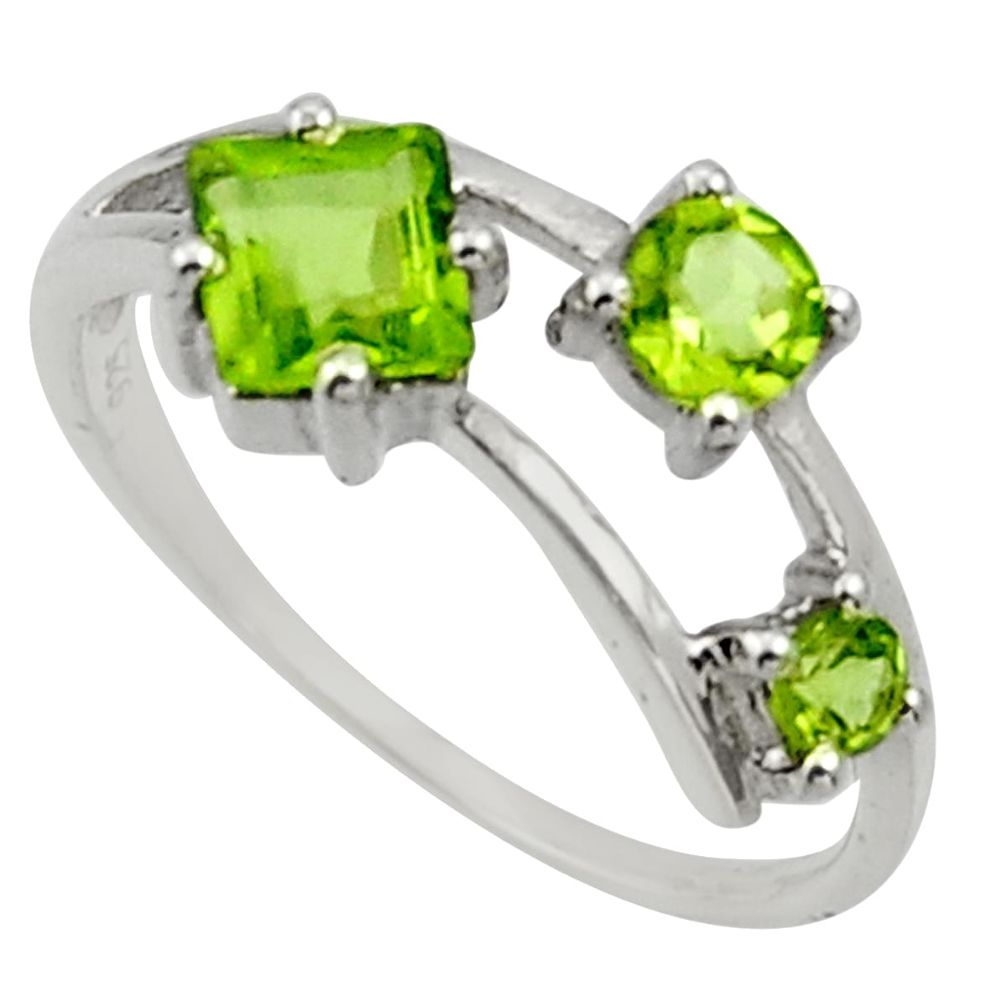 2.72cts natural green peridot 925 sterling silver ring jewelry size 7.5 d32705