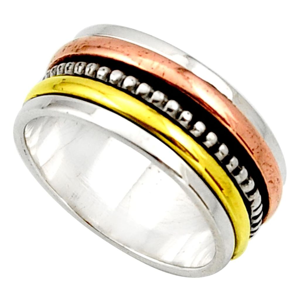 925 silver 6.03gms victorian 14k gold two tone spinner ring size 7 d32725