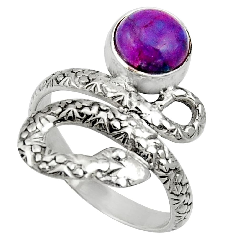 3.35cts purple copper turquoise 925 silver snake solitaire ring size 8.5 d32797