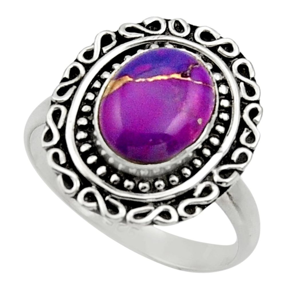 4.06cts purple copper turquoise 925 sterling silver solitaire ring size 8 d32834