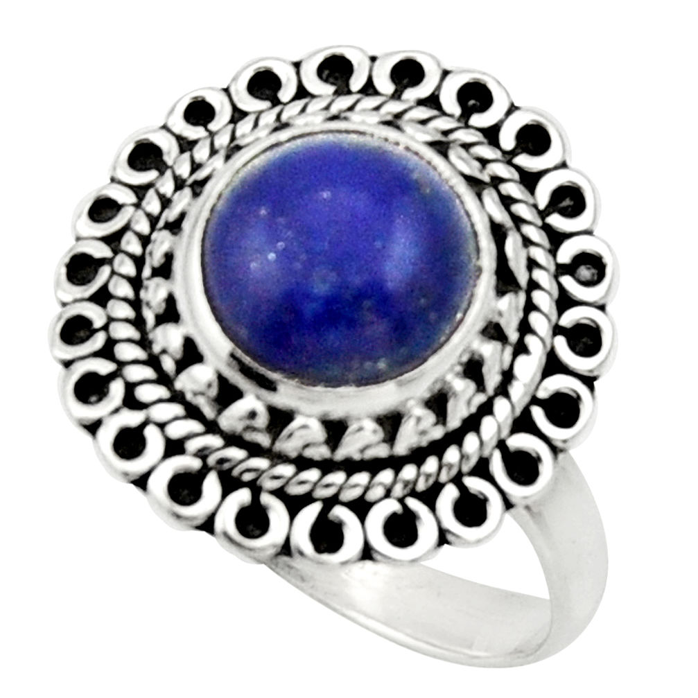 5.11cts natural blue lapis lazuli 925 silver solitaire ring size 7 d32843