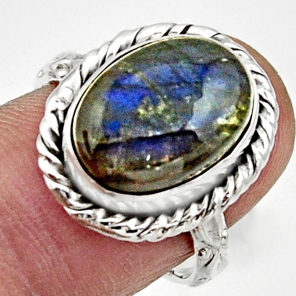 6.56cts natural blue labradorite 925 silver solitaire ring jewelry size 7 d32879