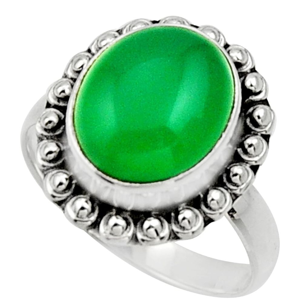 925 silver 5.11cts natural green chalcedony solitaire ring jewelry size 8 d32890