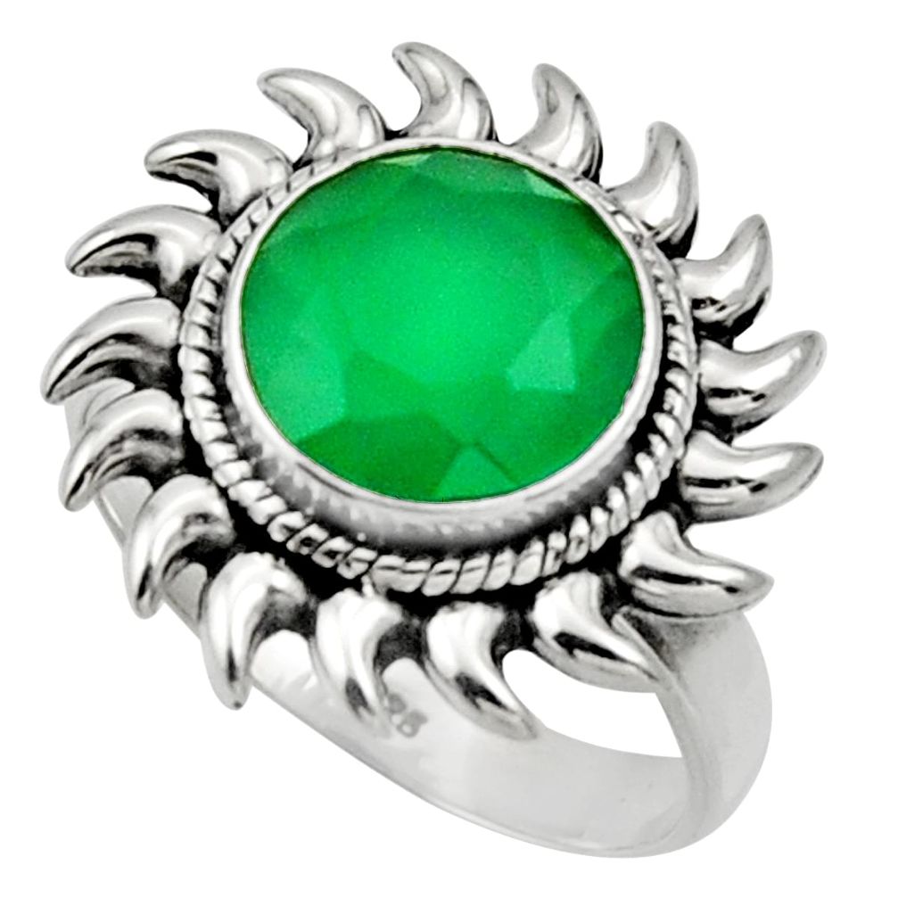 5.53cts natural green chalcedony 925 silver solitaire ring jewelry size 8 d32892