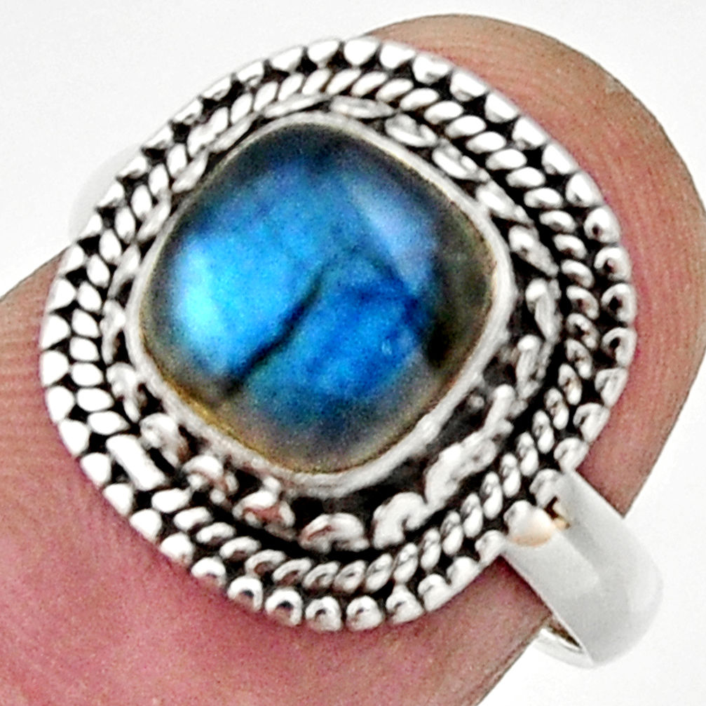 925 silver 3.01cts natural blue labradorite solitaire ring size 6.5 d32899