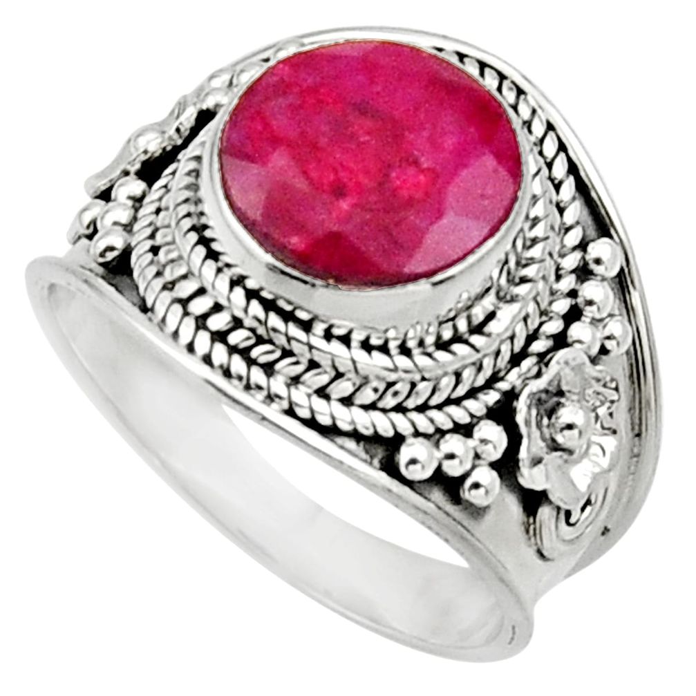 925 sterling silver 5.31cts natural red ruby solitaire ring size 7 d32905