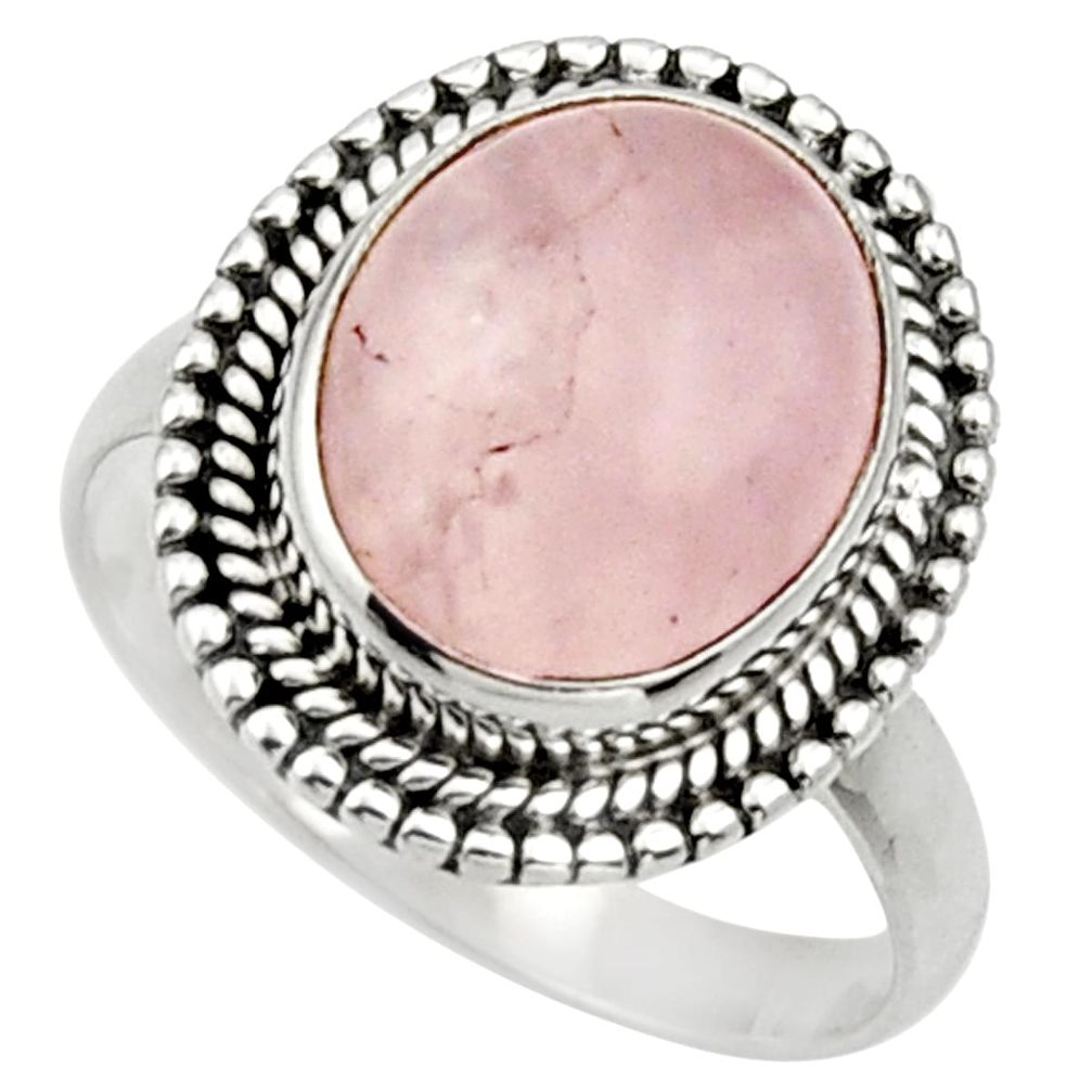 5.38cts natural pink rose quartz 925 silver solitaire ring size 7.5 d32929