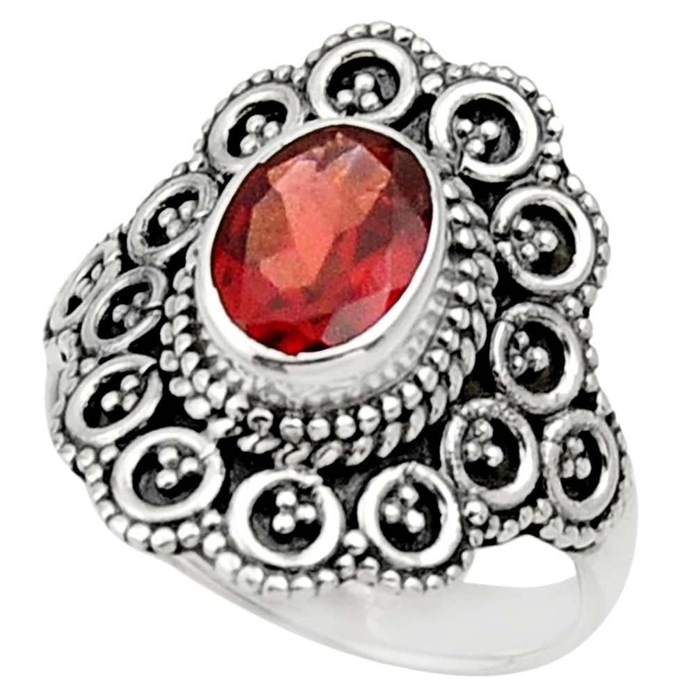 925 sterling silver 2.12cts natural red garnet solitaire ring size 5.5 d32944