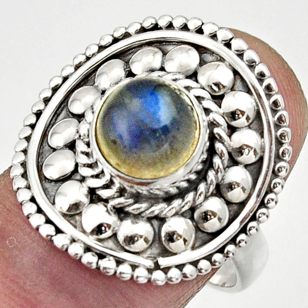 3.41cts natural blue labradorite 925 silver solitaire ring jewelry size 8 d32960