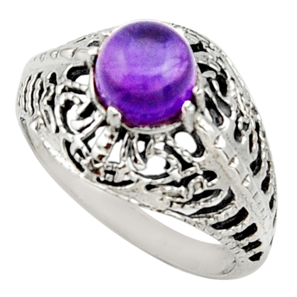 2.35cts natural purple amethyst 925 silver solitaire ring size 8.5 d32985