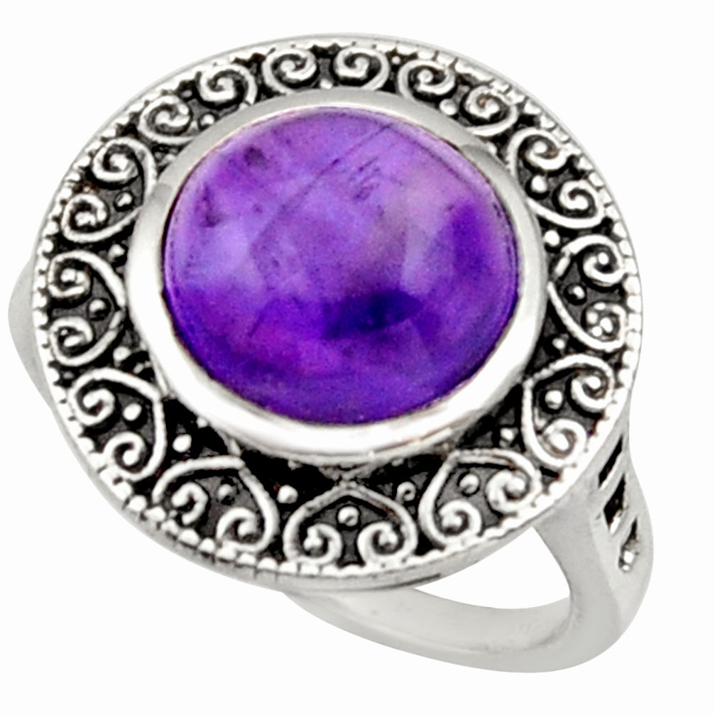 5.52cts natural purple amethyst 925 silver solitaire ring size 6.5 d32986