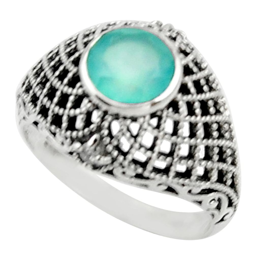 2.68cts natural aqua chalcedony topaz 925 silver solitaire ring size 8 d32991