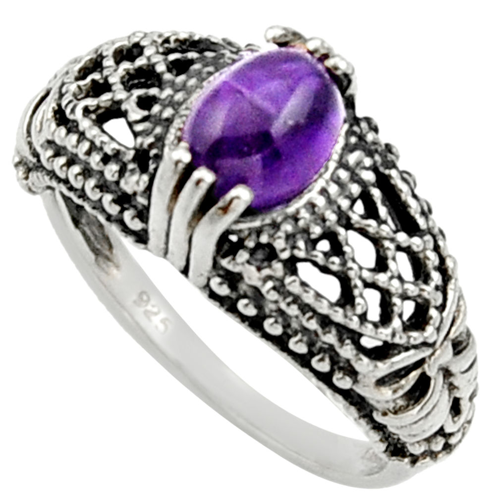 1.28cts natural purple amethyst 925 silver solitaire ring jewelry size 7 d32995