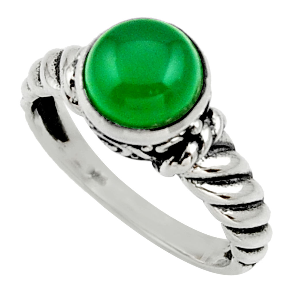 925 silver 3.14cts natural green chalcedony solitaire ring jewelry size 8 d32998