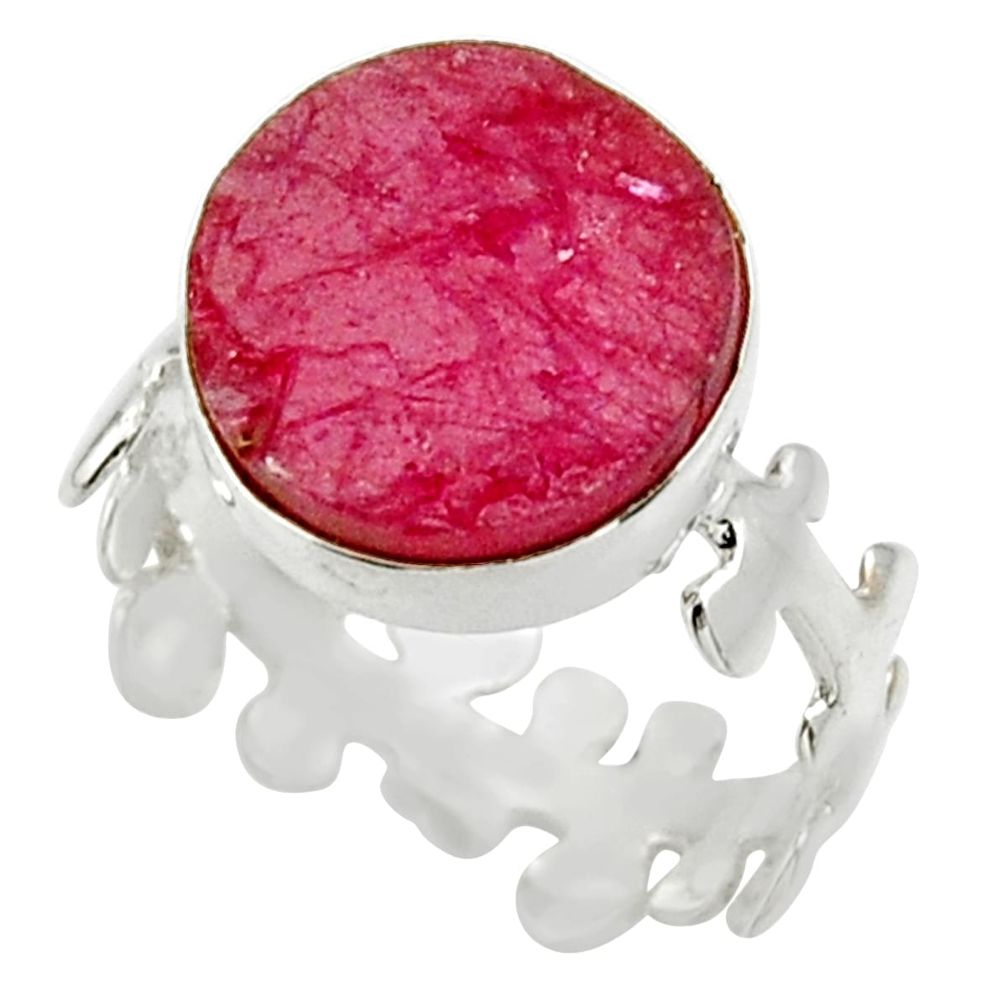 6.93cts natural red ruby 925 sterling silver solitaire ring size 6.5 d33006