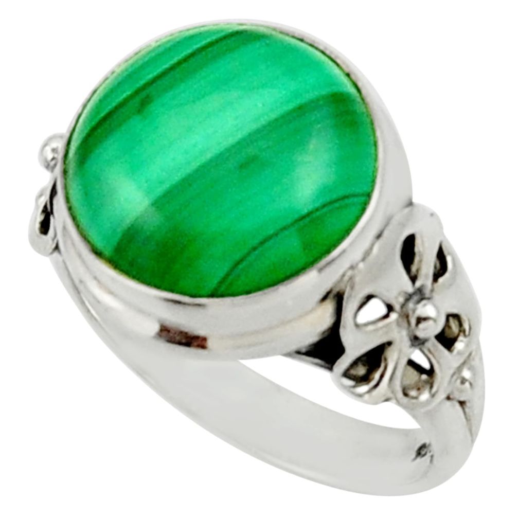 925 silver 6.36cts natural green malachite solitaire ring size 6 d33008