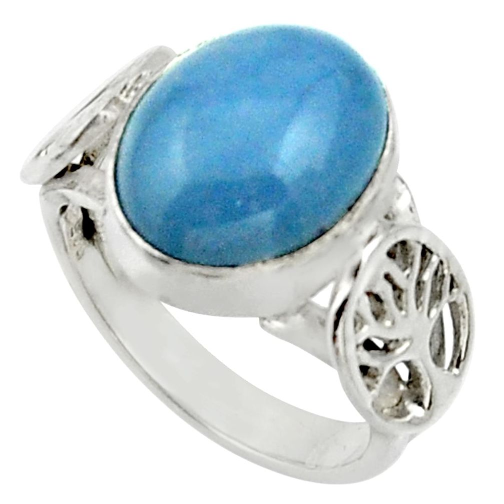 5.38cts natural blue owyhee opal 925 silver solitaire ring jewelry size 6 d33014