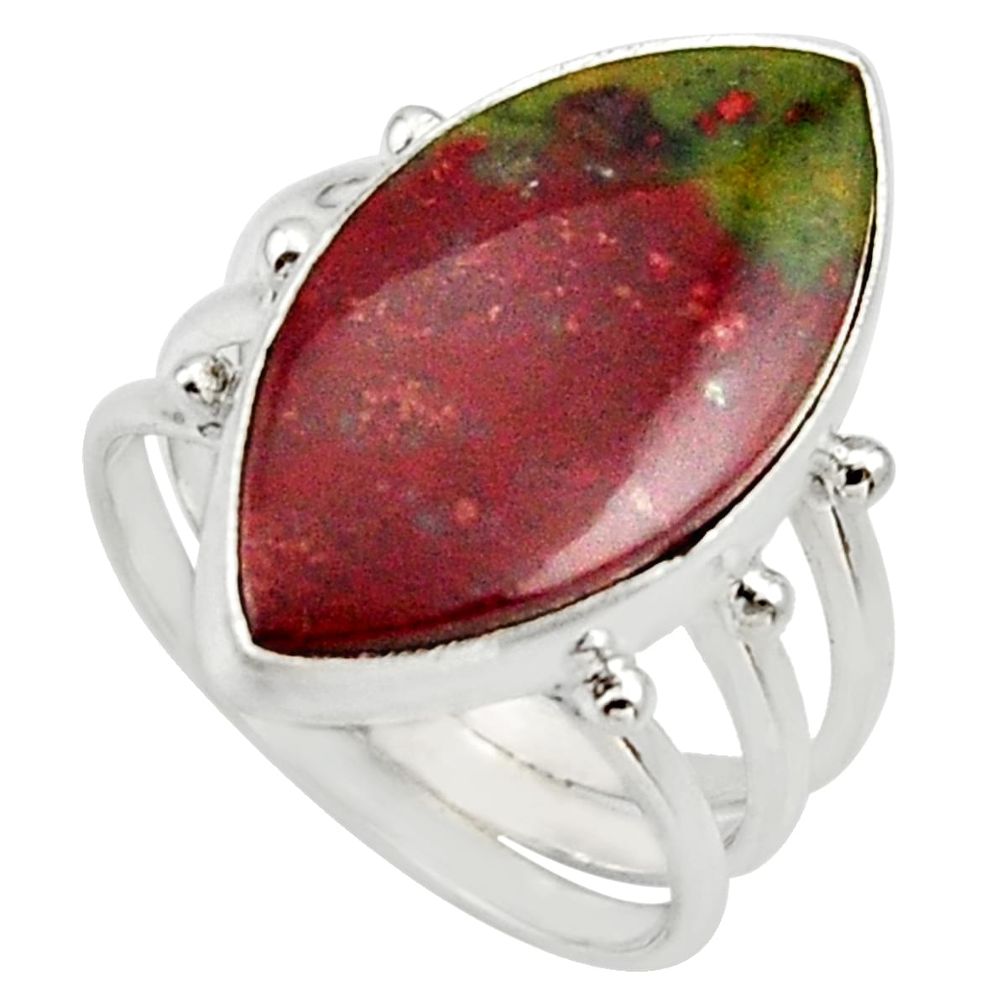 925 silver 14.26cts natural red bloodstone african solitaire ring size 8 d33027