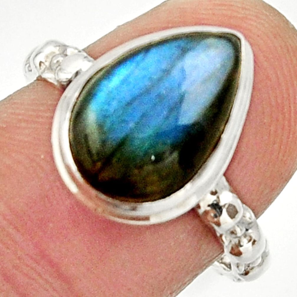 5.11cts natural blue labradorite 925 silver solitaire ring jewelry size 7 d33038