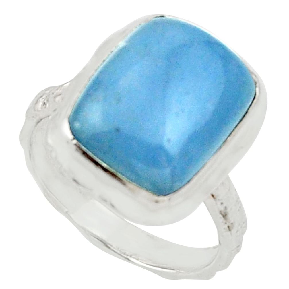 6.53cts natural blue angelite 925 silver solitaire ring jewelry size 6.5 d33045