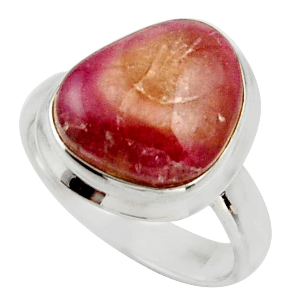 5.79cts natural pink bio tourmaline 925 silver solitaire ring size 6.5 d33075