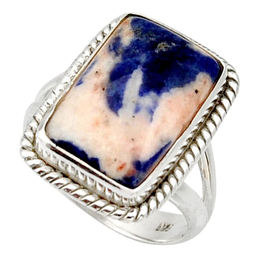 10.60cts natural orange sodalite 925 silver solitaire ring size 7.5 d33093