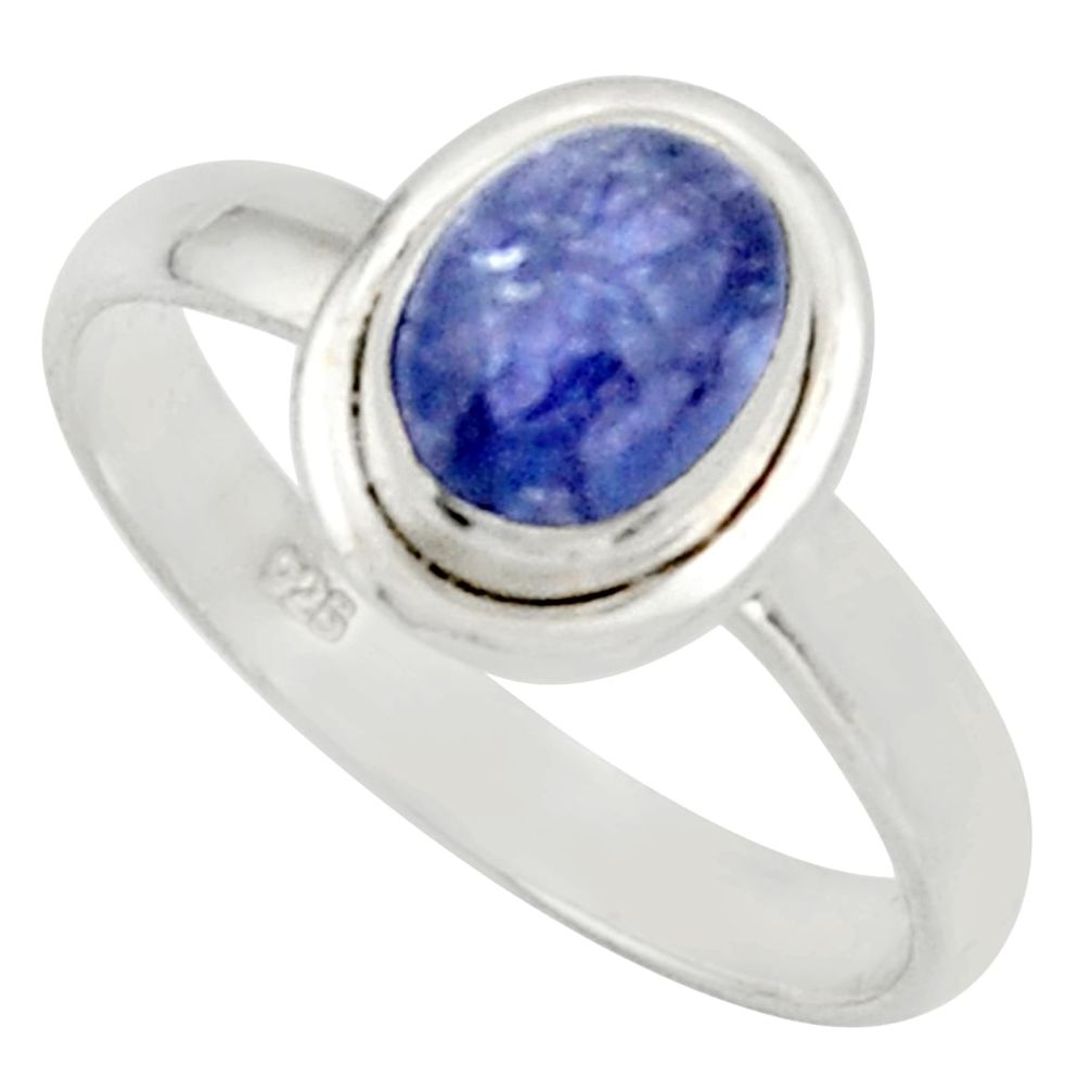 1.81cts natural blue tanzanite 925 silver solitaire ring jewelry size 8 d33116