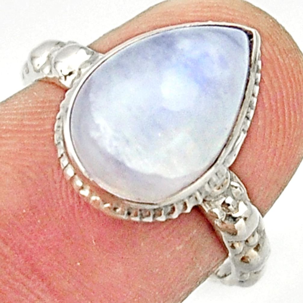 4.82cts natural rainbow moonstone 925 silver solitaire ring size 6.5 d33140