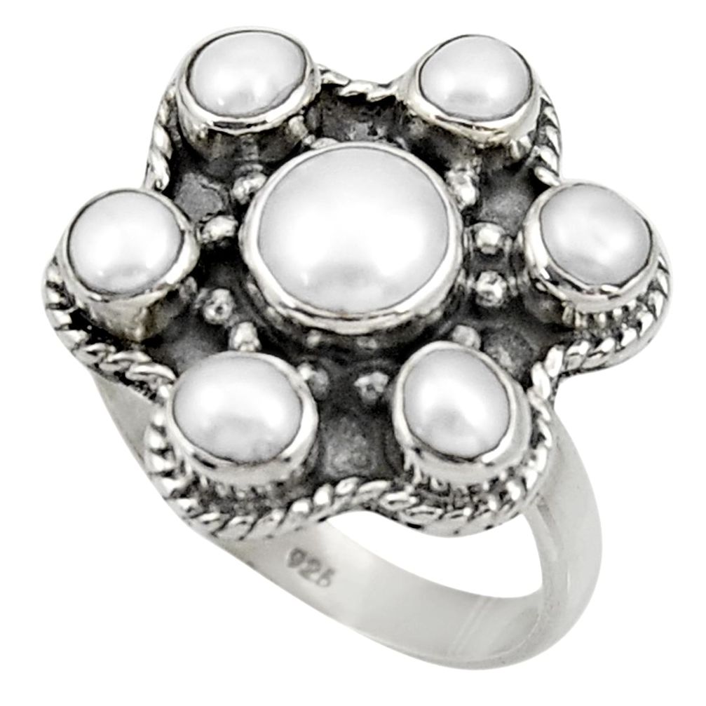 4.51cts natural white pearl 925 sterling silver ring jewelry size 7 d33946