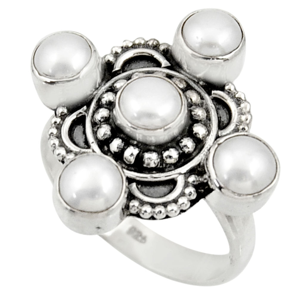 4.71cts natural white pearl 925 sterling silver ring jewelry size 7 d33958