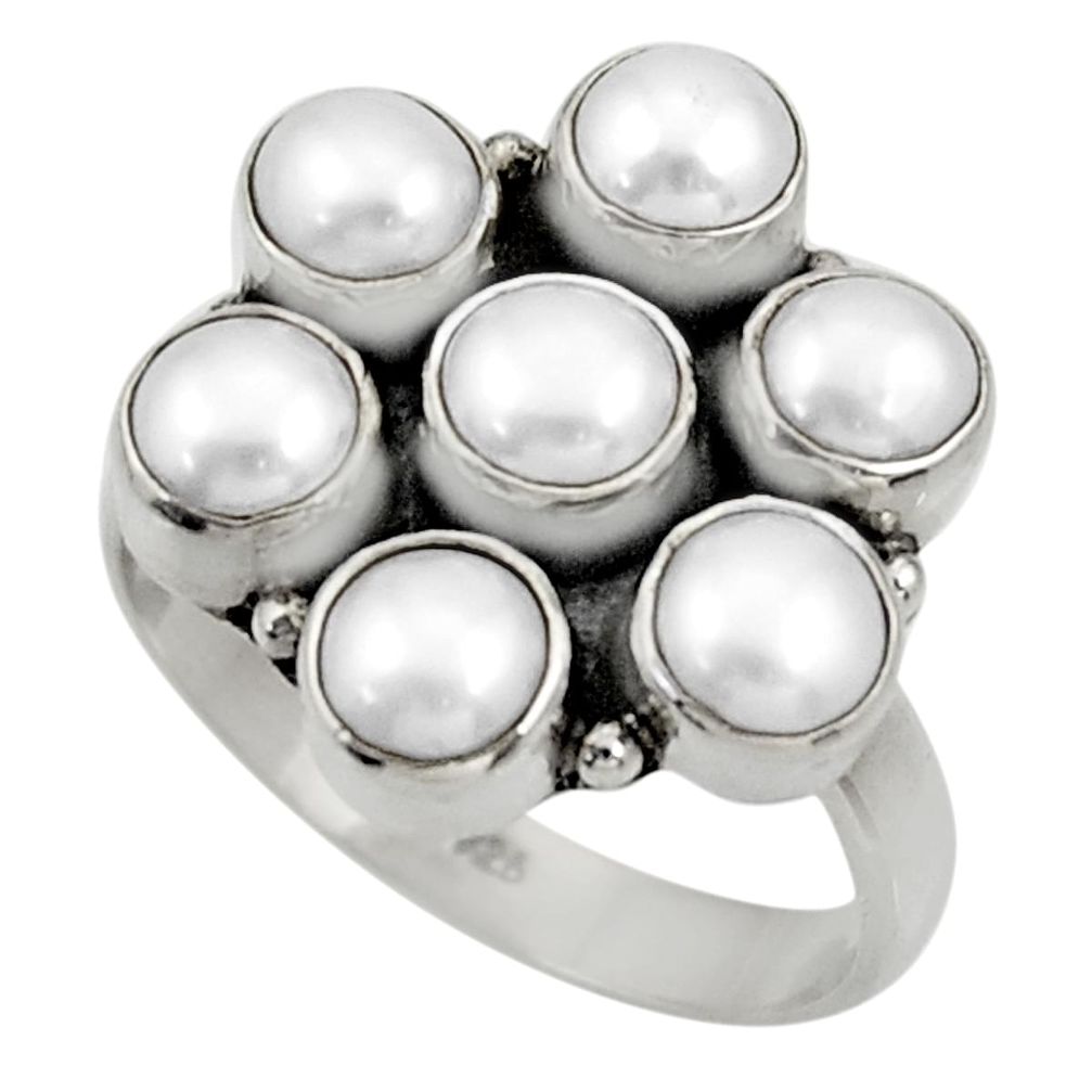 6.54cts natural white pearl 925 sterling silver ring jewelry size 7.5 d33965