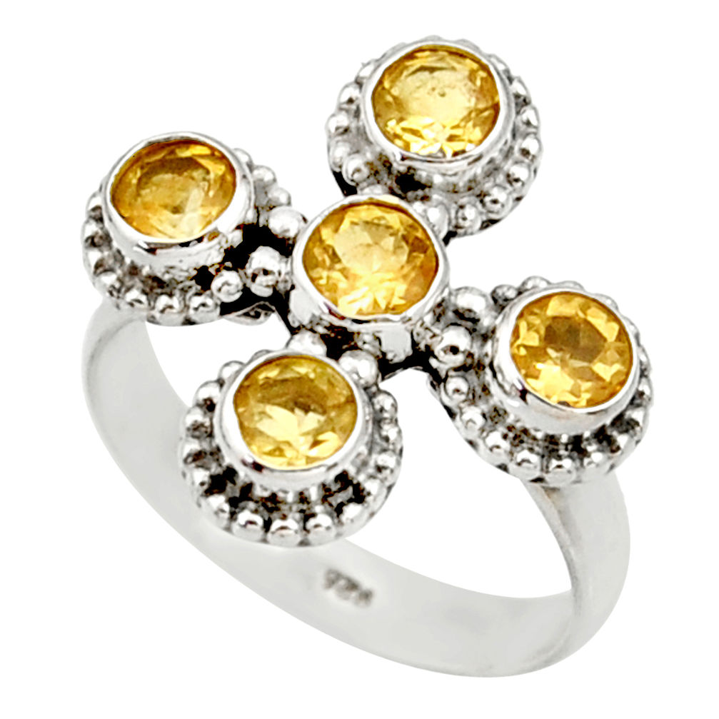 925 sterling silver 2.58cts natural yellow citrine ring jewelry size 7.5 d33984