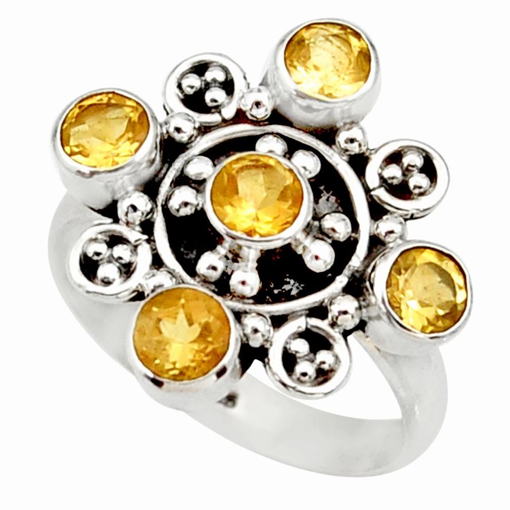 2.79cts natural yellow citrine 925 sterling silver ring jewelry size 8.5 d33986