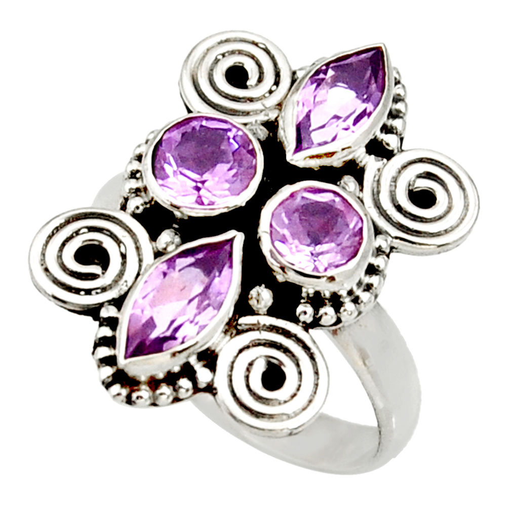 4.73cts natural purple amethyst 925 sterling silver ring jewelry size 7.5 d34011