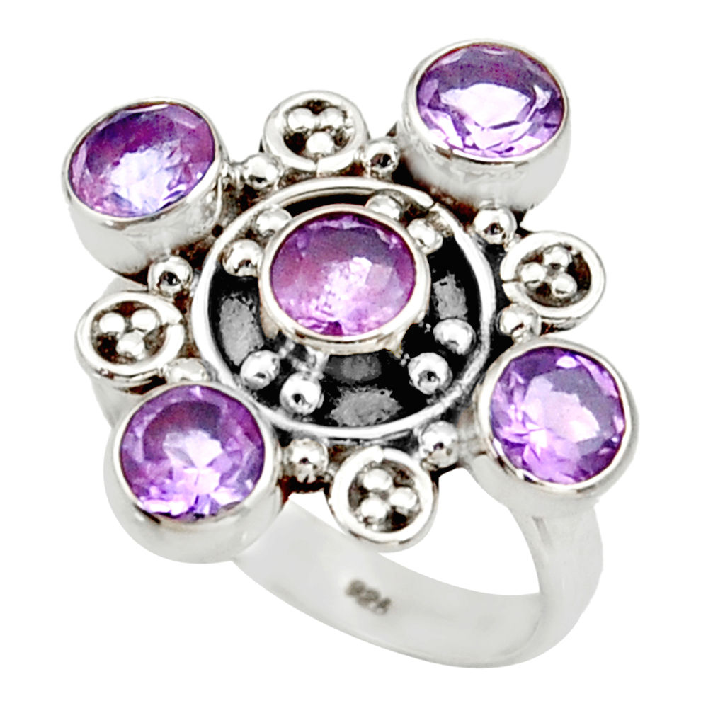 925 sterling silver 4.77cts natural purple amethyst ring jewelry size 8.5 d34023