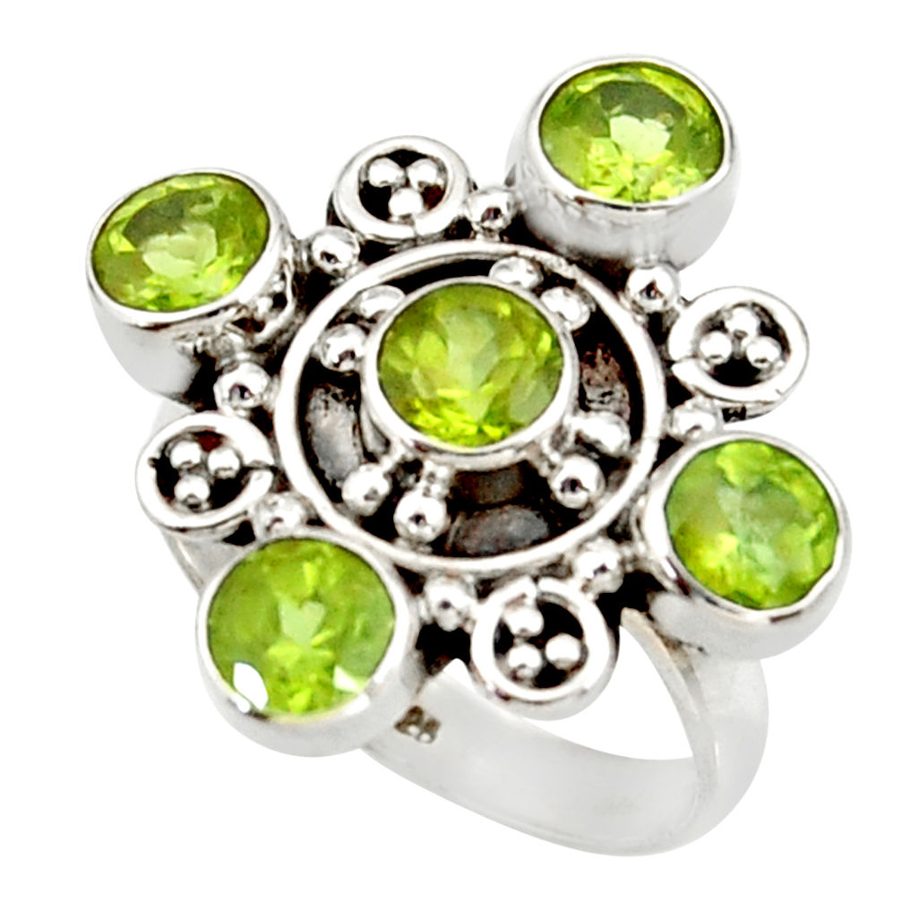 green peridot 925 sterling silver ring jewelry size 6.5 d34035