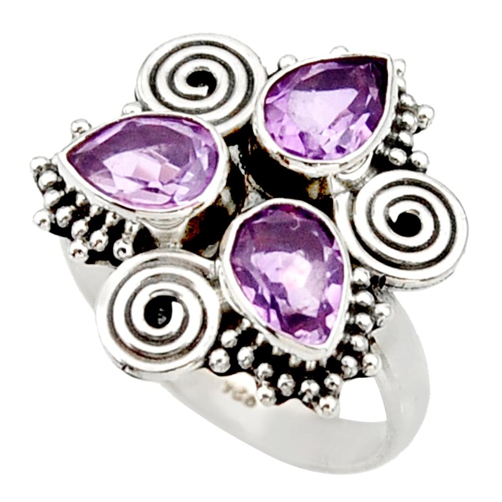 925 sterling silver 4.69cts natural purple amethyst ring jewelry size 7.5 d34046