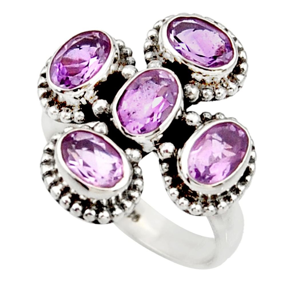 5.38cts natural purple amethyst 925 sterling silver ring jewelry size 6.5 d34063