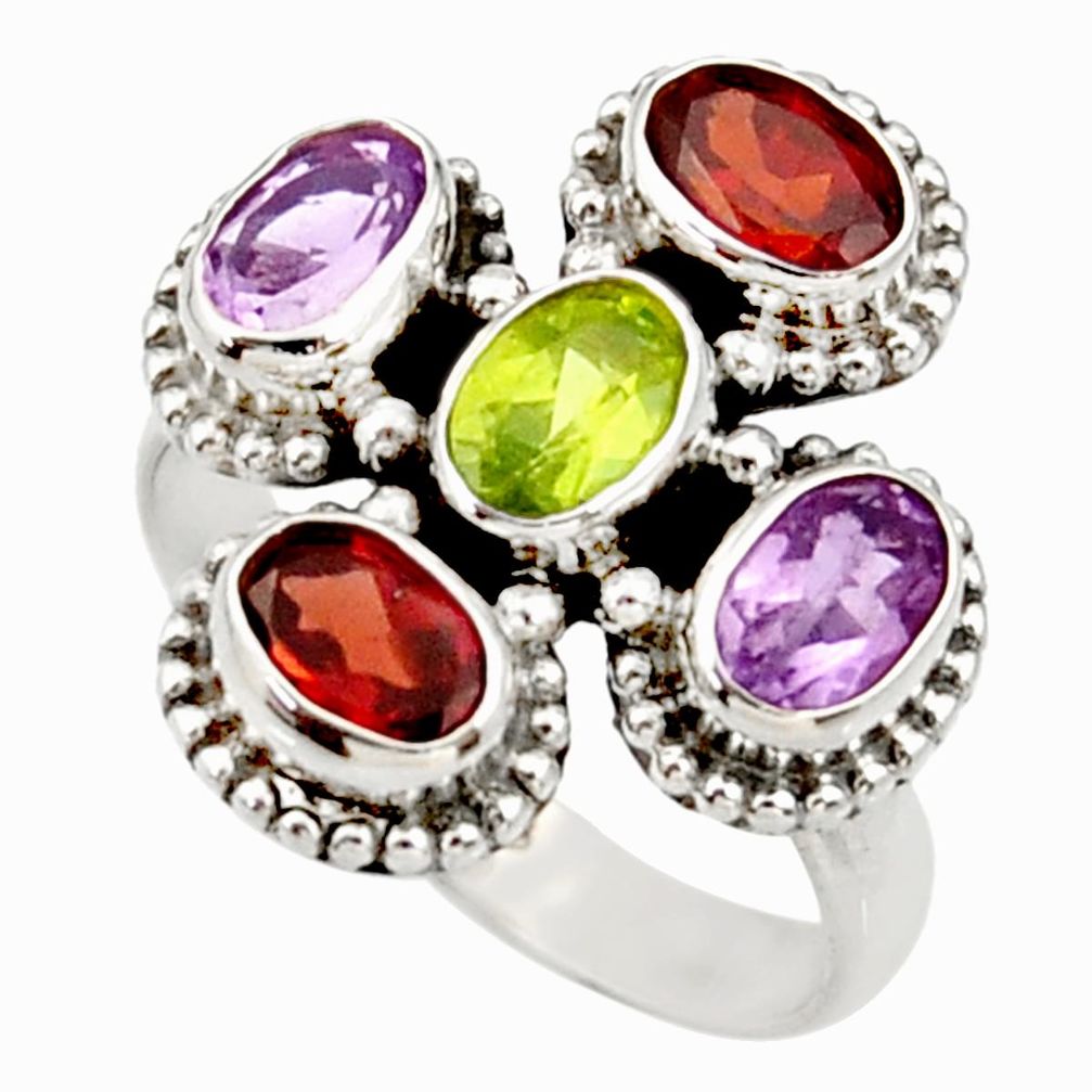 ver 5.36cts natural purple amethyst peridot ring size 7 d34079