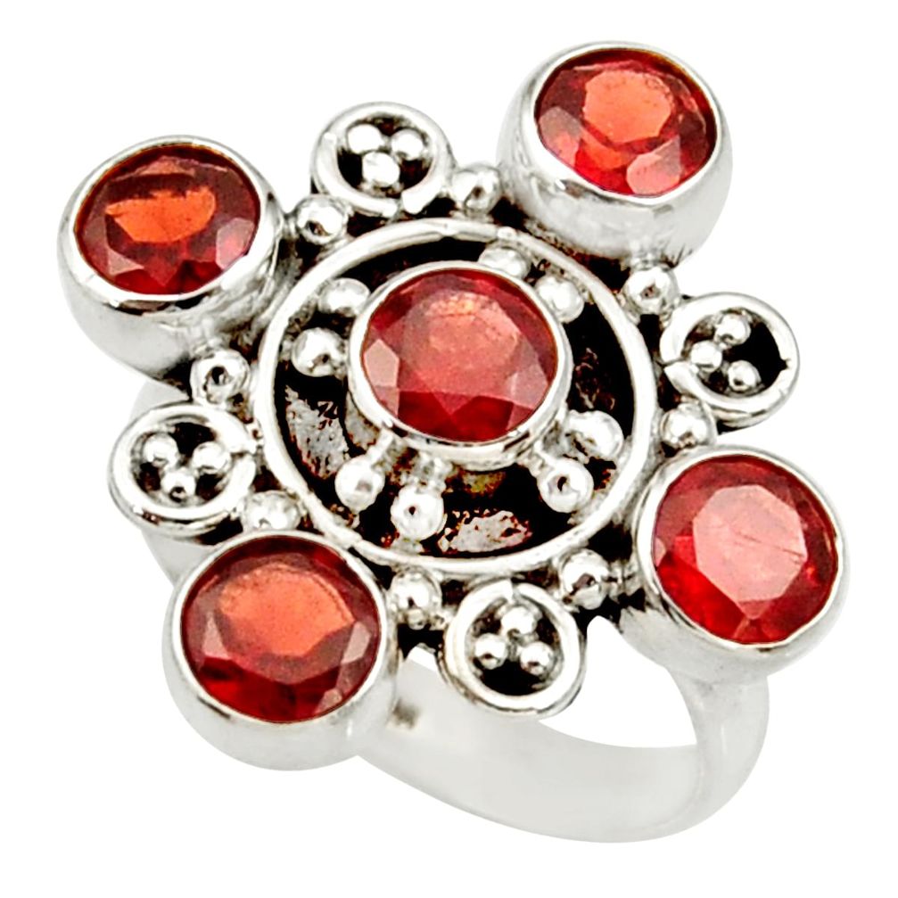 4.74cts natural red garnet round 925 sterling silver ring jewelry size 7 d34089