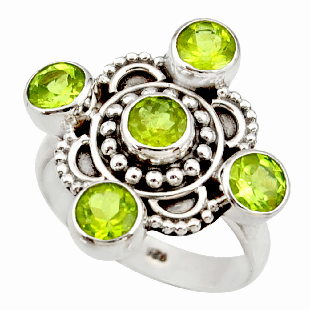 green peridot 925 sterling silver ring jewelry size 8 d34097