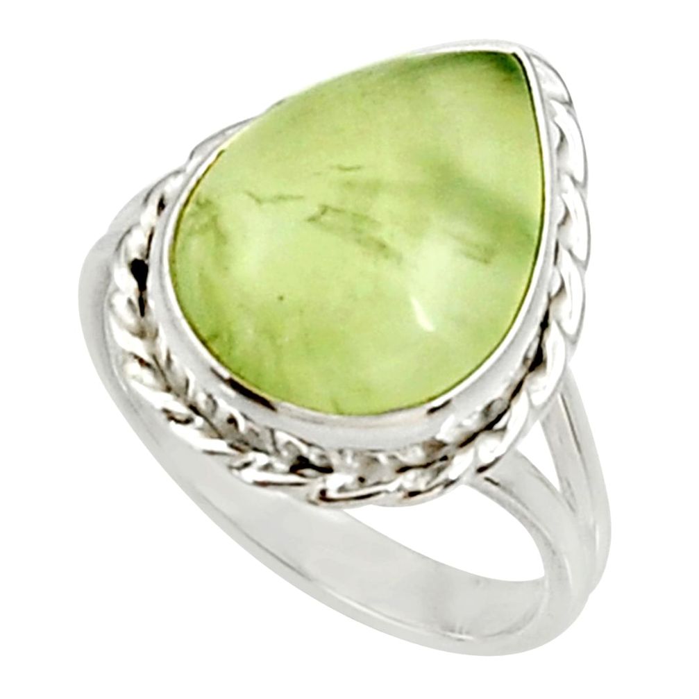 10.25cts natural green prehnite 925 silver solitaire ring jewelry size 9 d34146