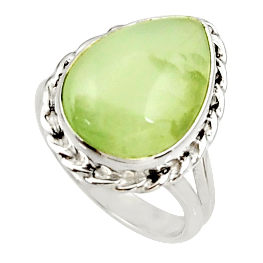 10.60cts natural green prehnite 925 silver solitaire ring jewelry size 7 d34147