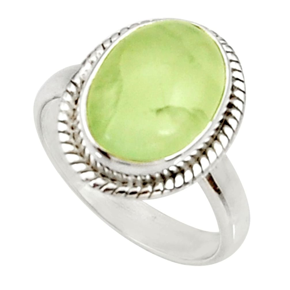 925 silver 6.58cts natural green prehnite solitaire ring jewelry size 8.5 d34148