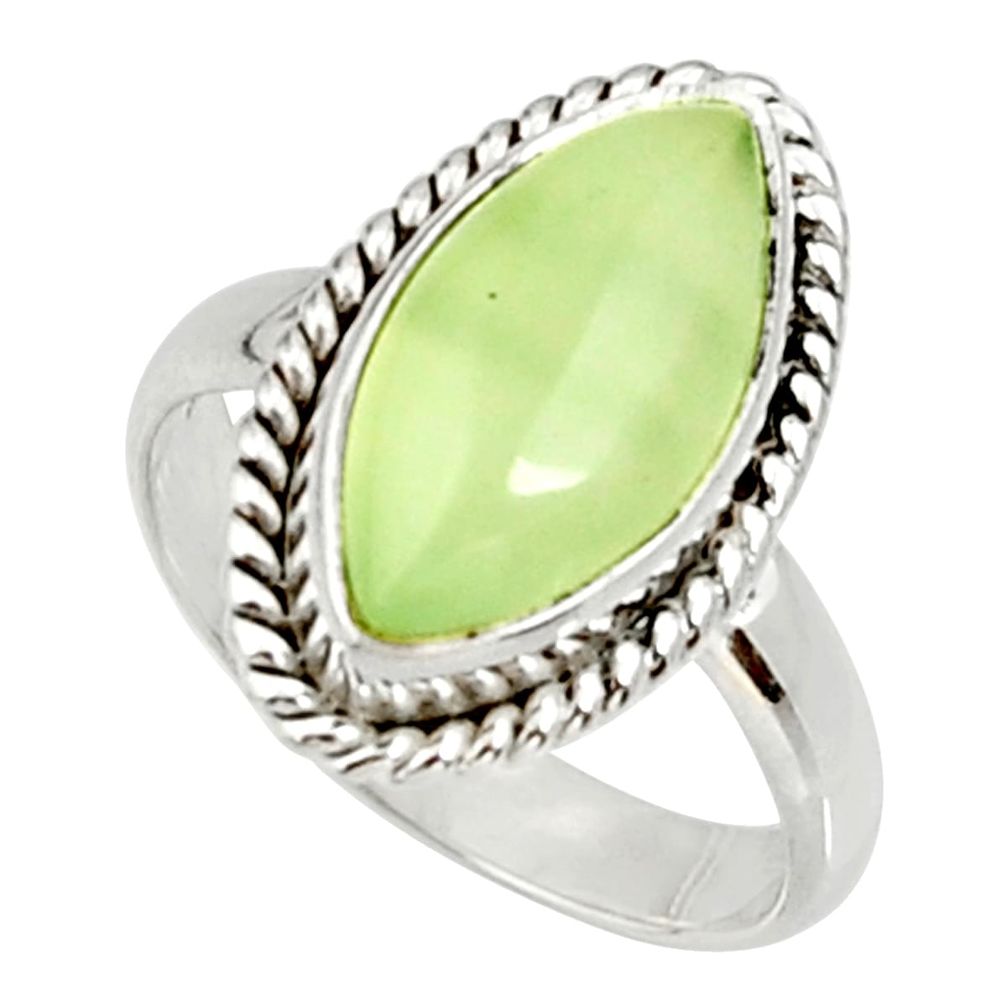 8.22cts natural green prehnite 925 silver solitaire ring jewelry size 8 d34156