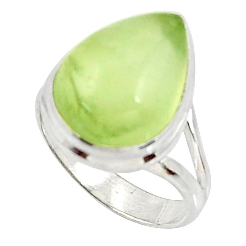 10.02cts natural green prehnite 925 silver solitaire ring jewelry size 7 d34157