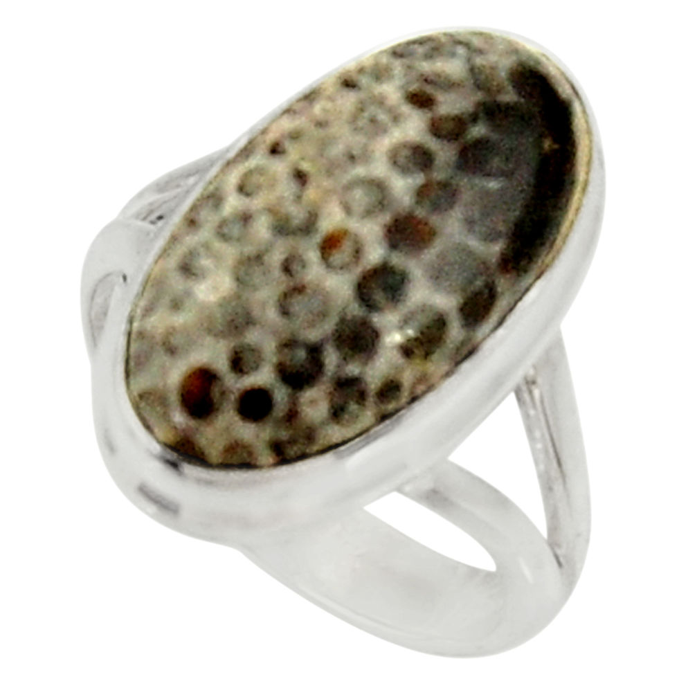 8.83cts natural stingray coral from alaska silver solitaire ring size 7.5 d34202