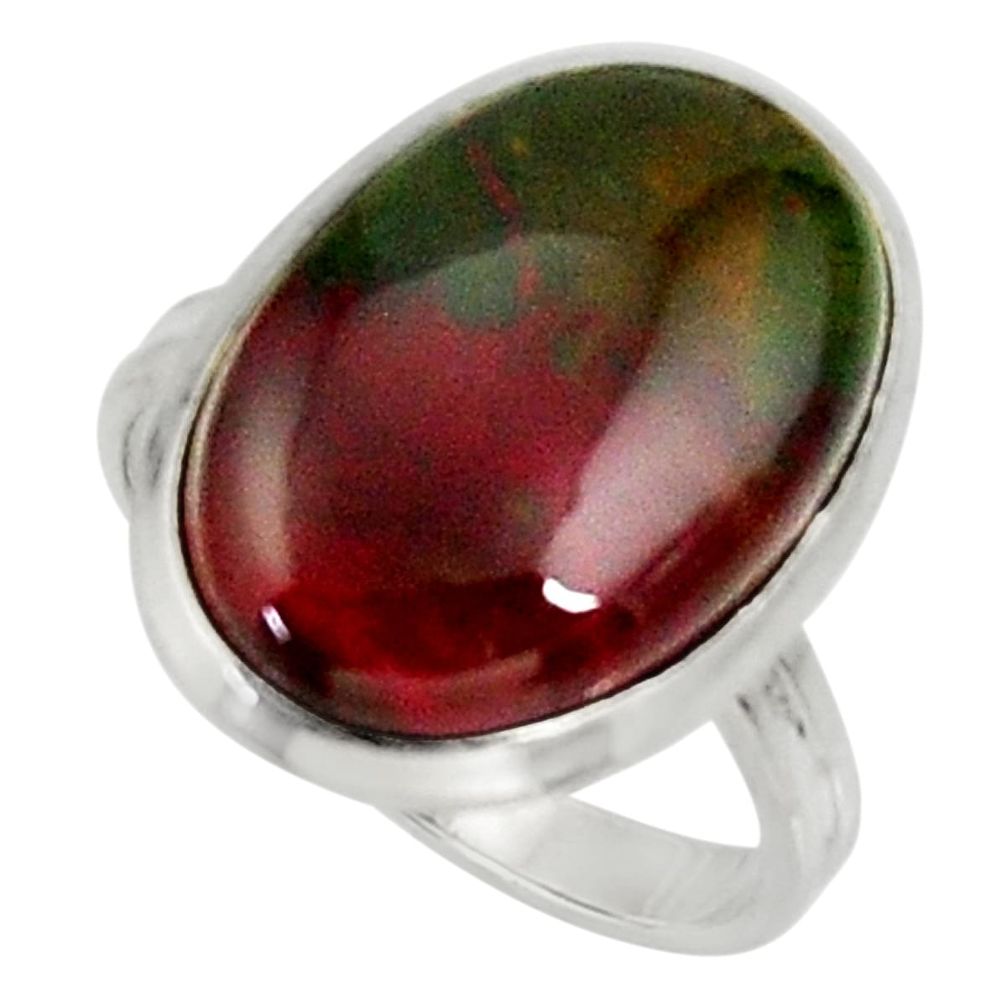 14.90cts natural bloodstone african 925 silver solitaire ring size 10 d34212